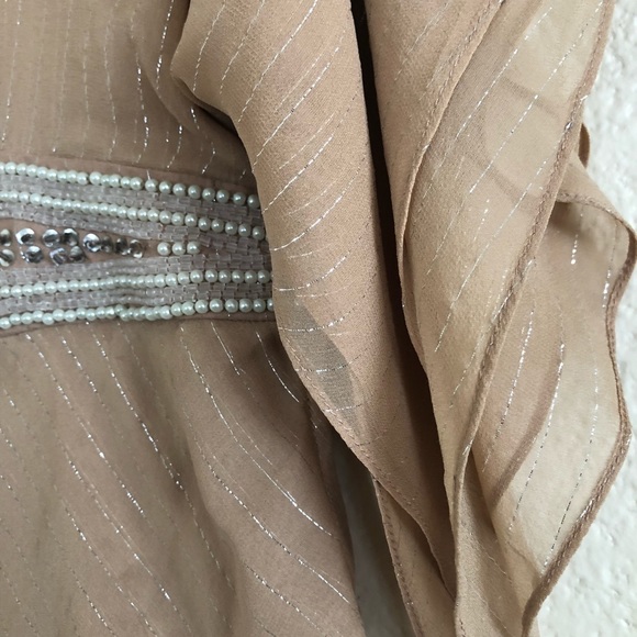 BCBG SHEER PEARL BEADED BLOUSE PINK M - Picture 3 of 5
